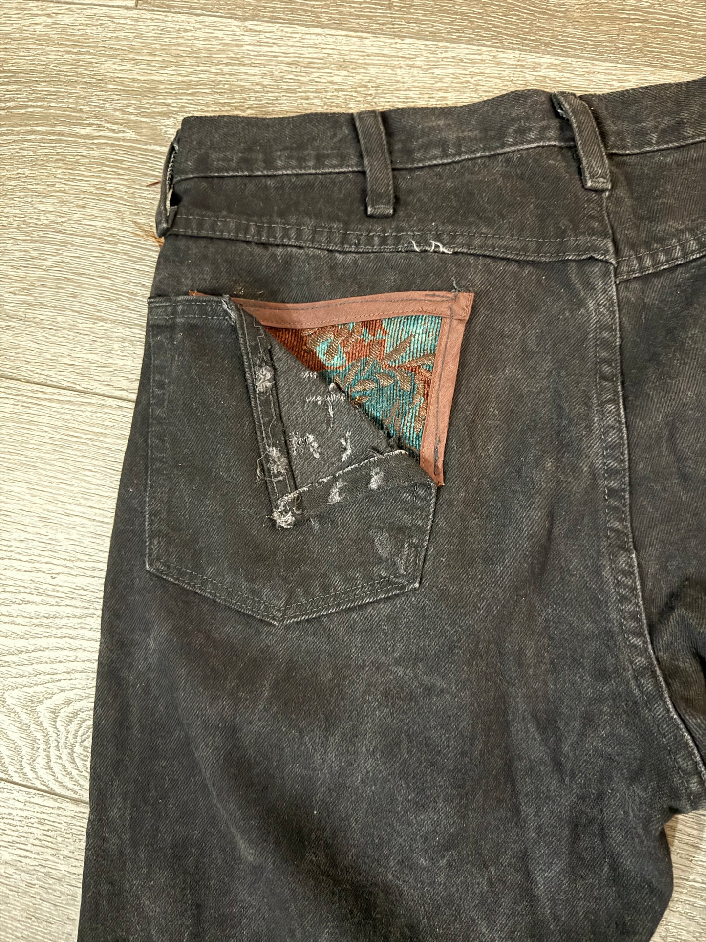 1of1 Black Turquoise Fabric Jeans