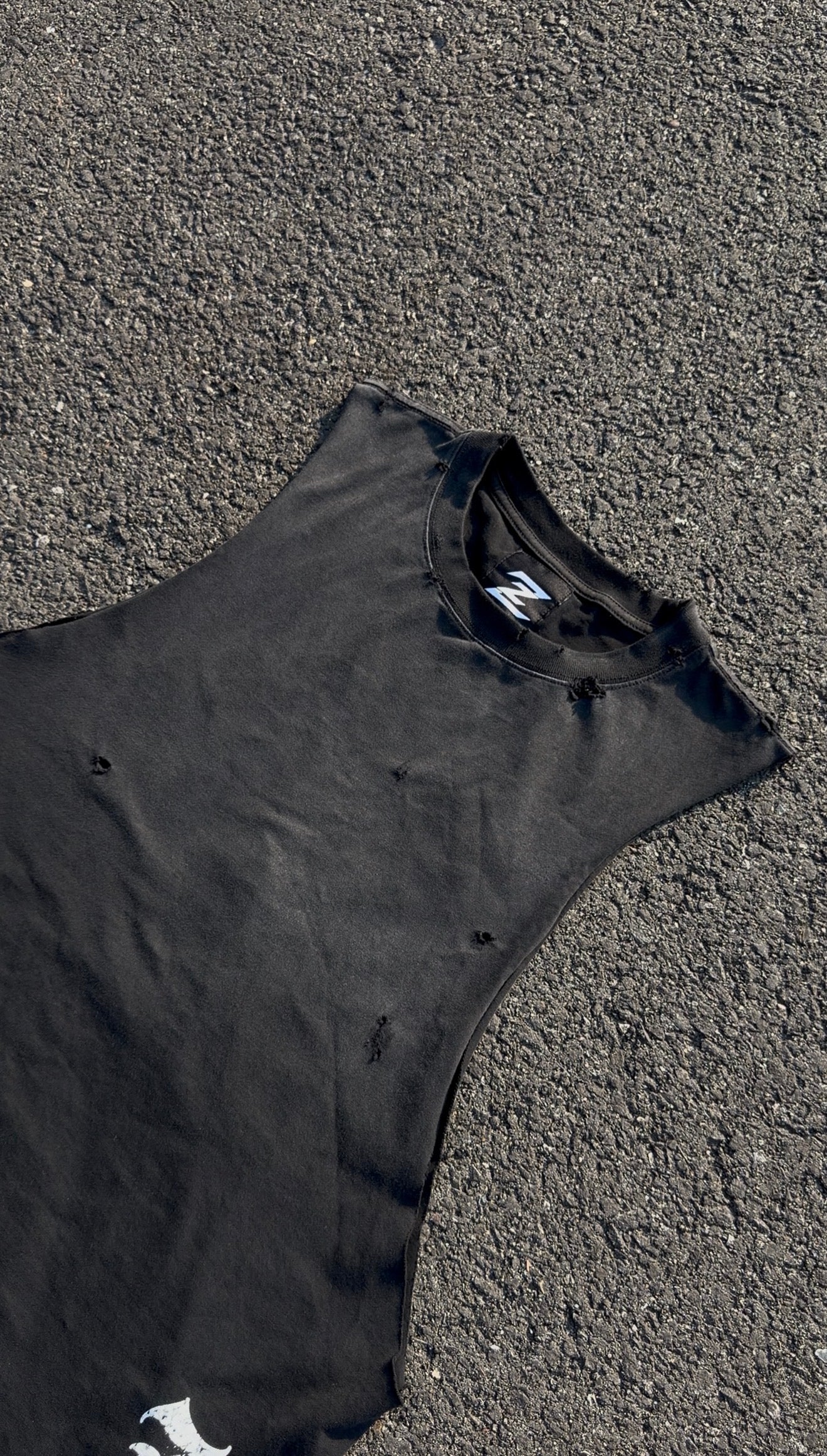 Distressed Midnight Black Cut-Off