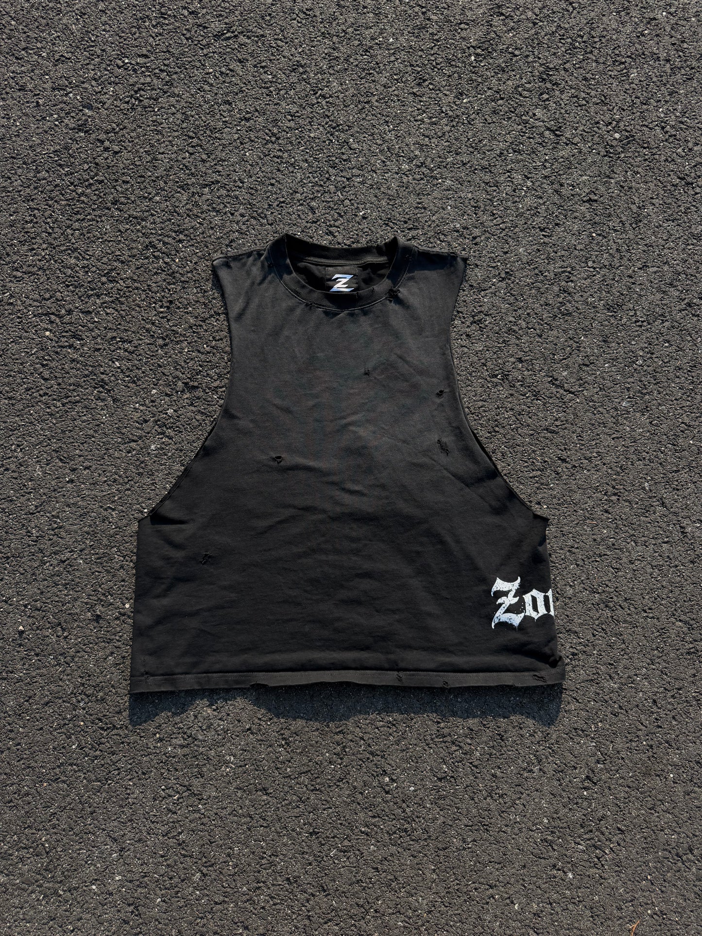 Distressed Midnight Black Cut-Off