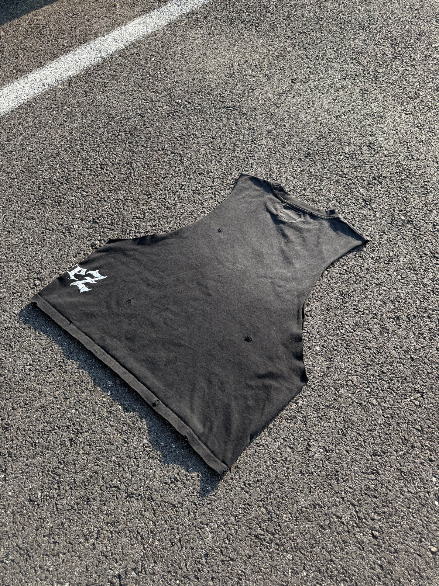 Distressed Midnight Black Cut-Off