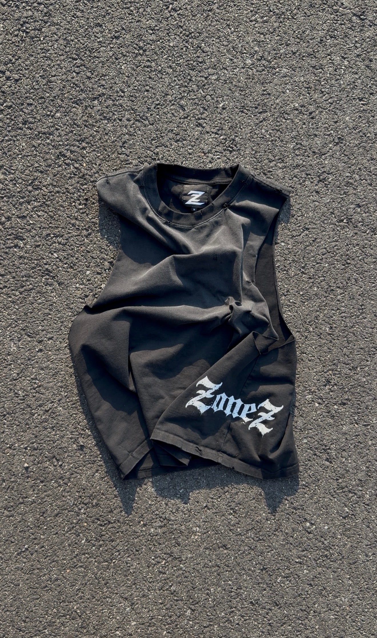 Distressed Midnight Black Cut-Off
