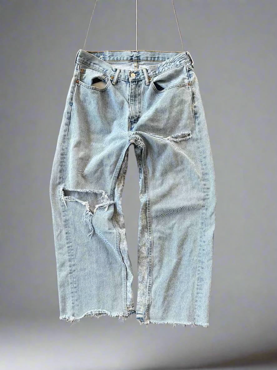 Baby Blue Baggy Jeans wit Cow Print Flare