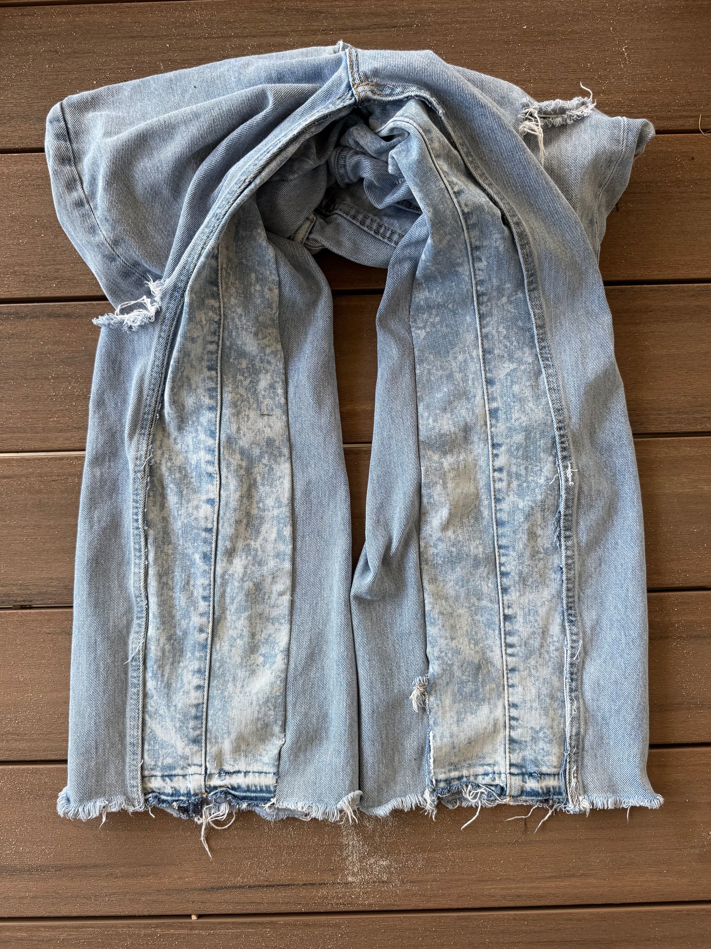 Baby Blue Baggy Jeans wit Cow Print Flare