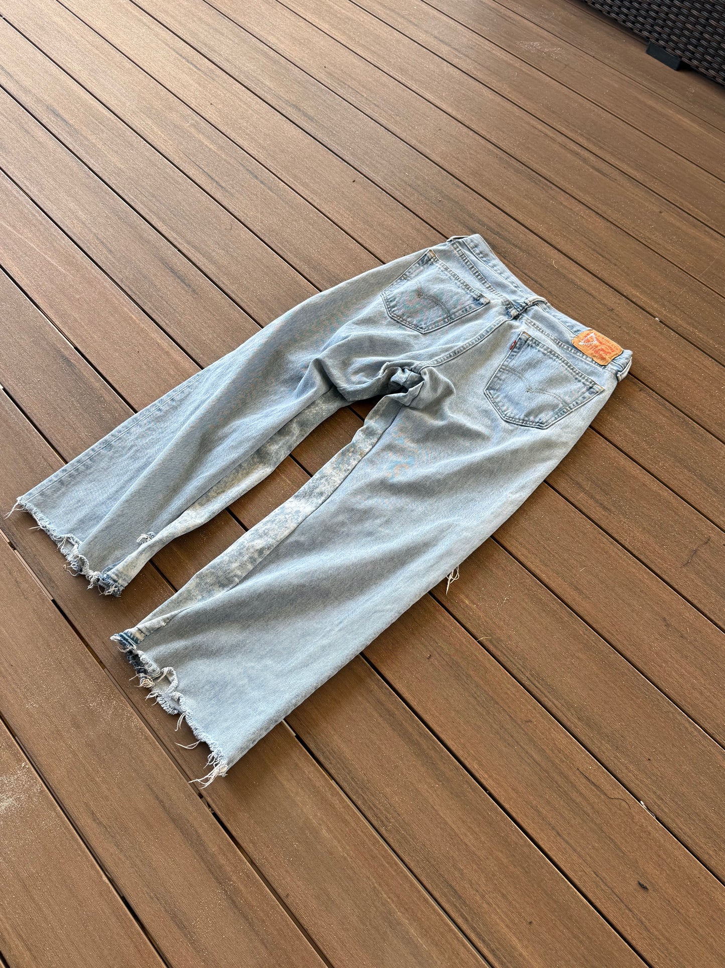 Baby Blue Baggy Jeans wit Cow Print Flare