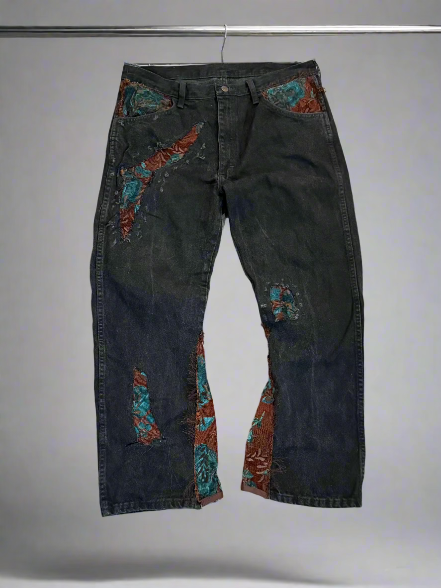 1of1 Black Turquoise Fabric Jeans