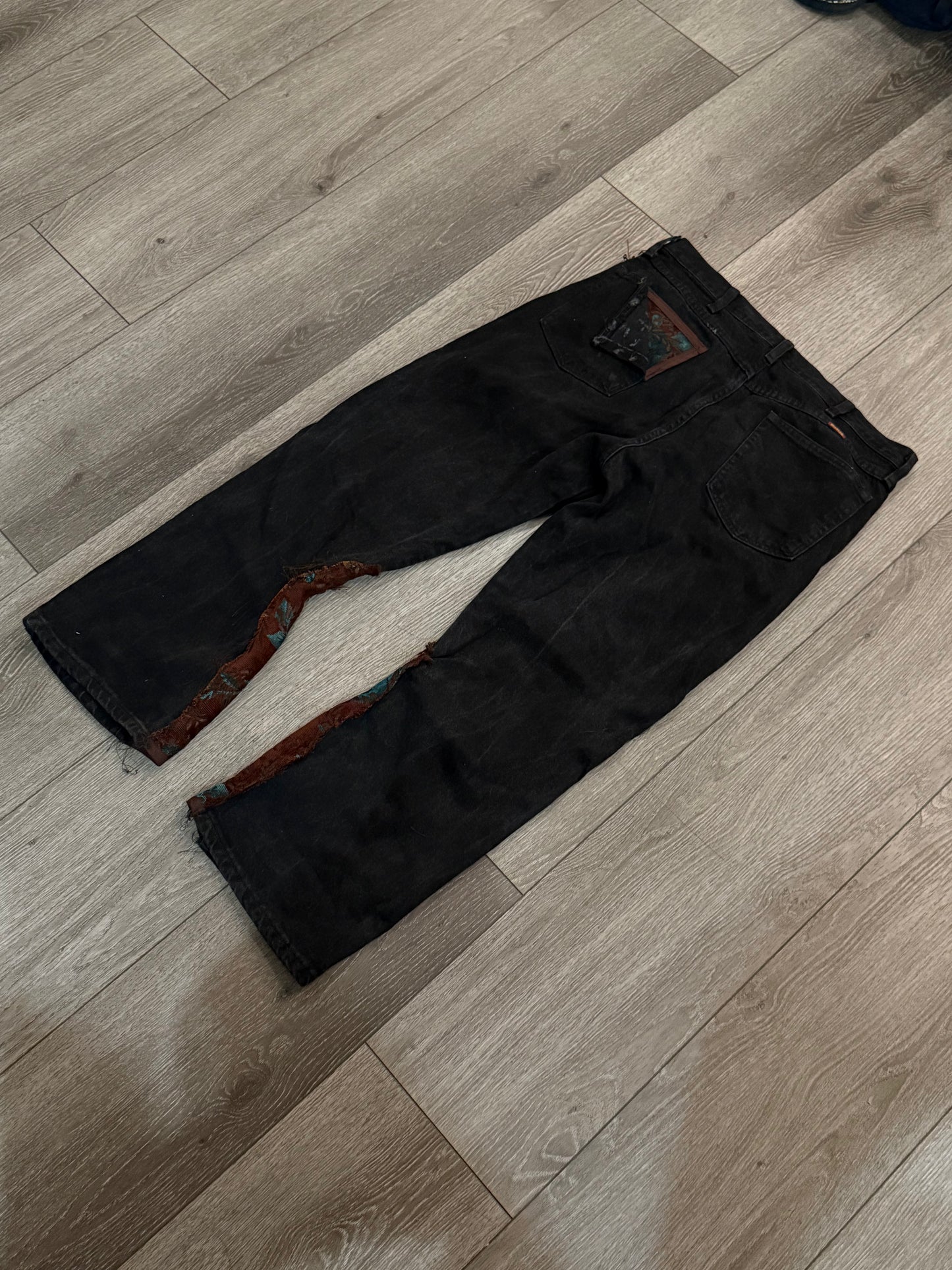 1of1 Black Turquoise Fabric Jeans