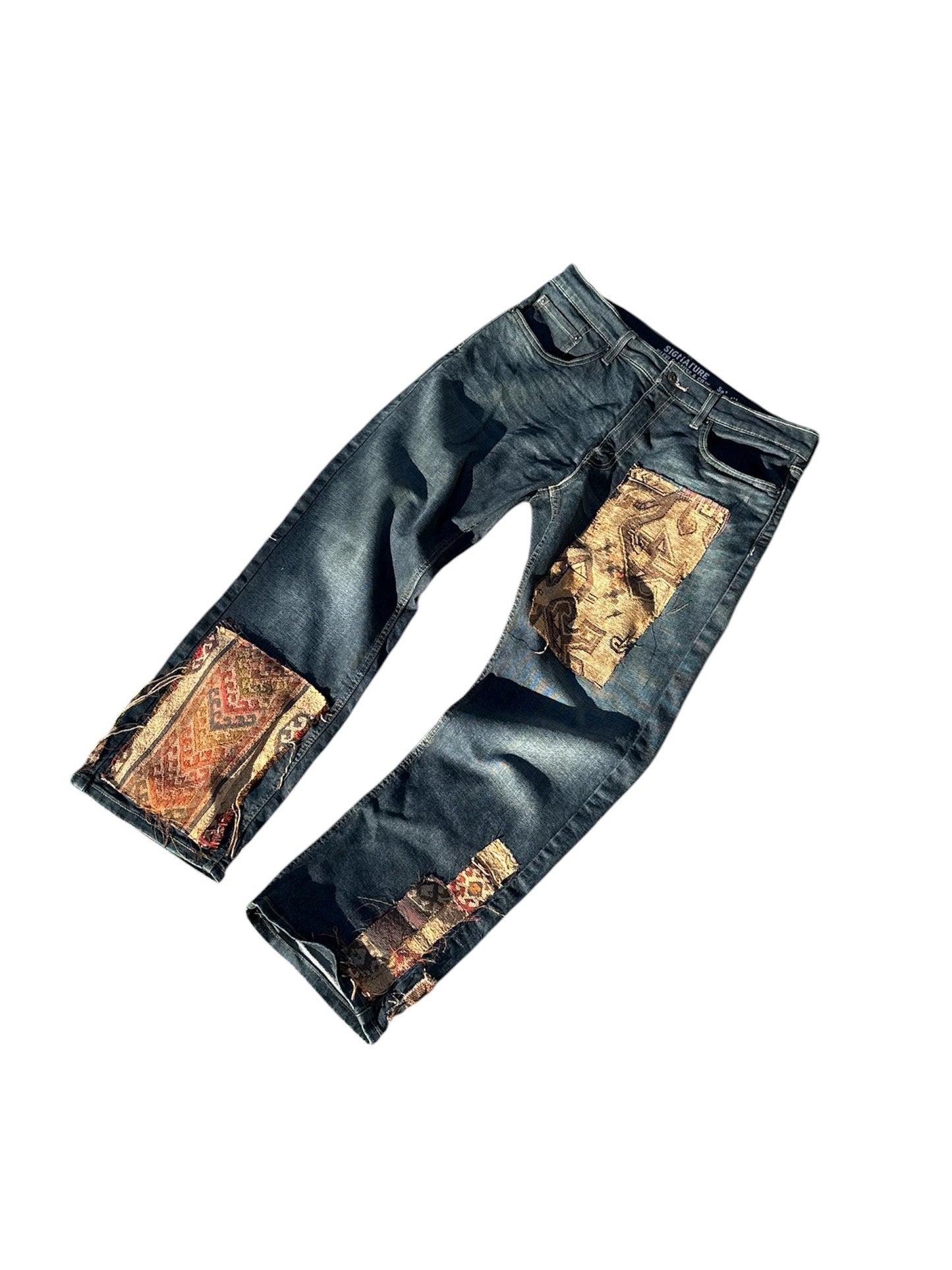 boho rug-patched denim