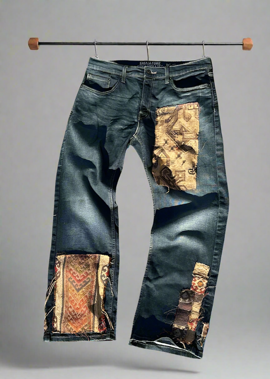 boho rug-patched denim